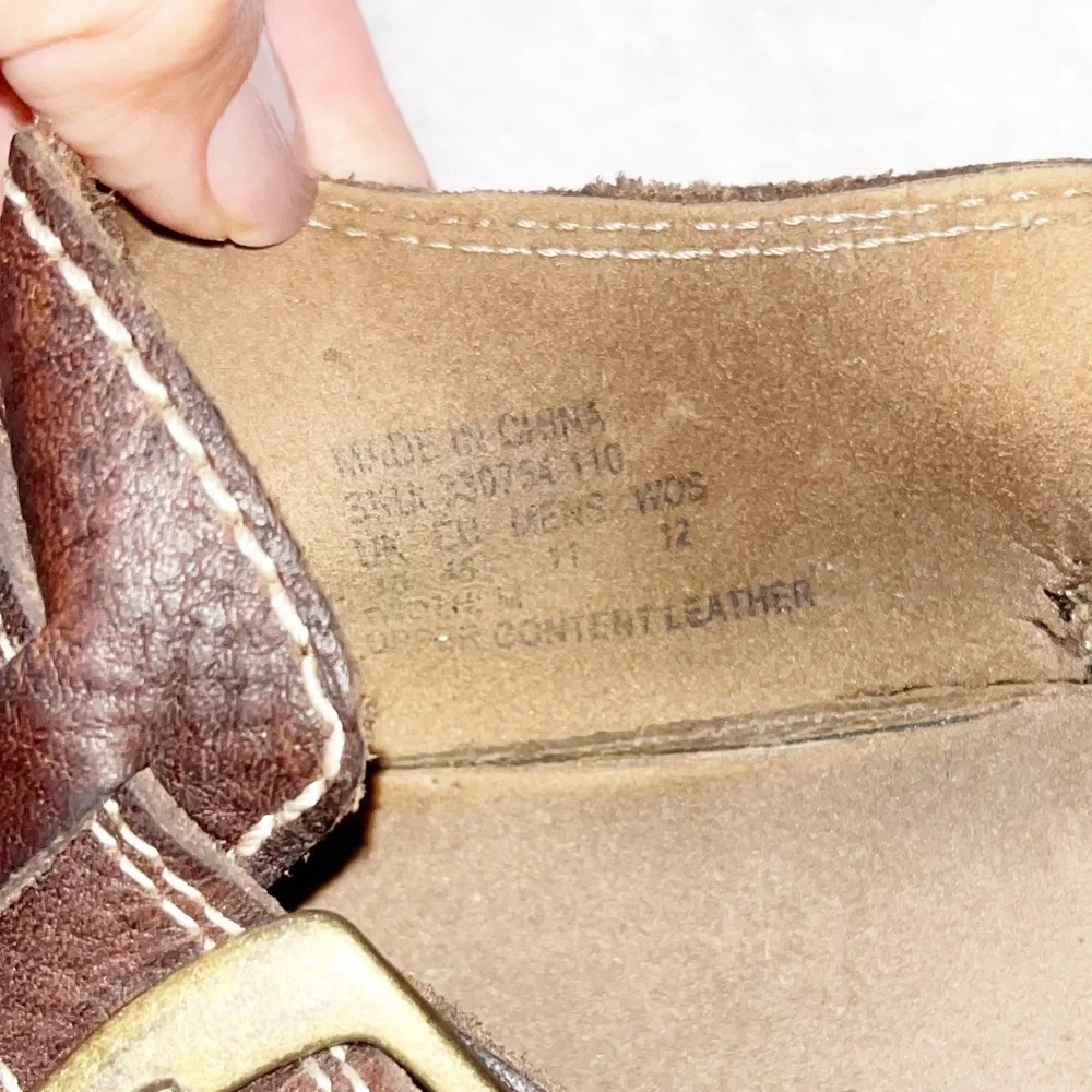 Y2K 90s Deer Stag Chunky Brown Leather Sandals Mens Size 11 Lug Rugged Fisherman